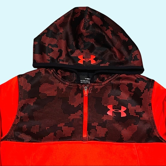 Under Armour Storm Coldgear Boys Size YMD Red Fleece Hoodie Sweater - Picture 4 of 6